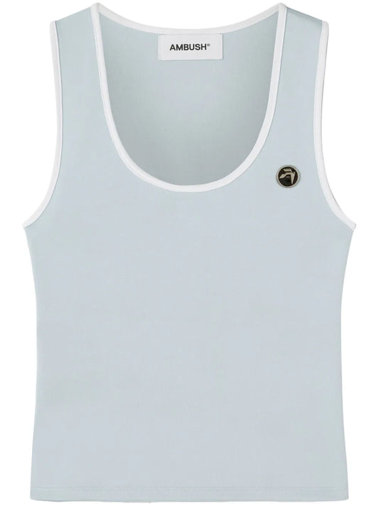 Round-Neck Logo-Plaque Top