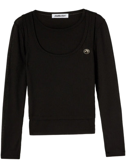 Layered Ribbed-Knit Top