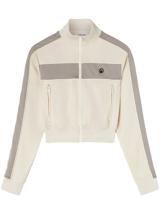 Zip-Up Striped Sweatshirt