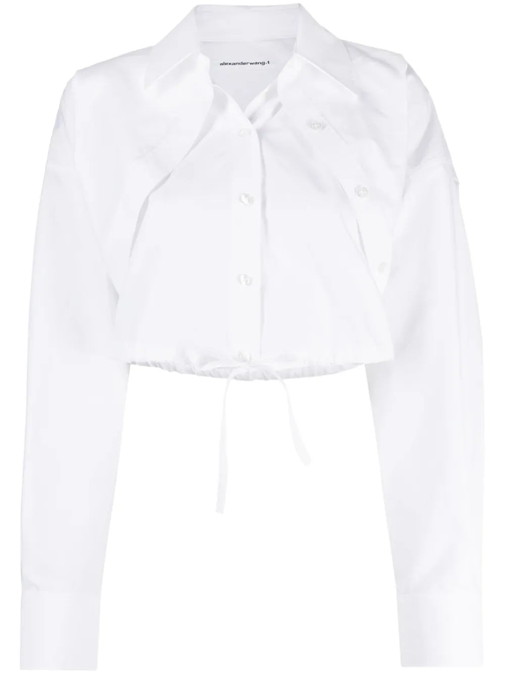Layered-Effect Cropped Cotton Shirt