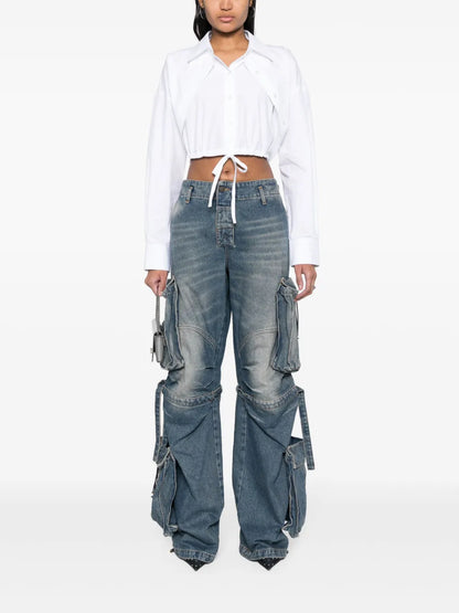 Layered-Effect Cropped Cotton Shirt