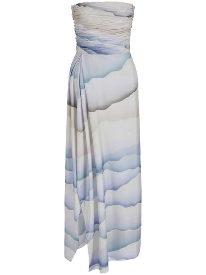 Abstract-Pattern Silk Dress