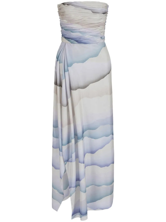 Abstract-Pattern Silk Dress