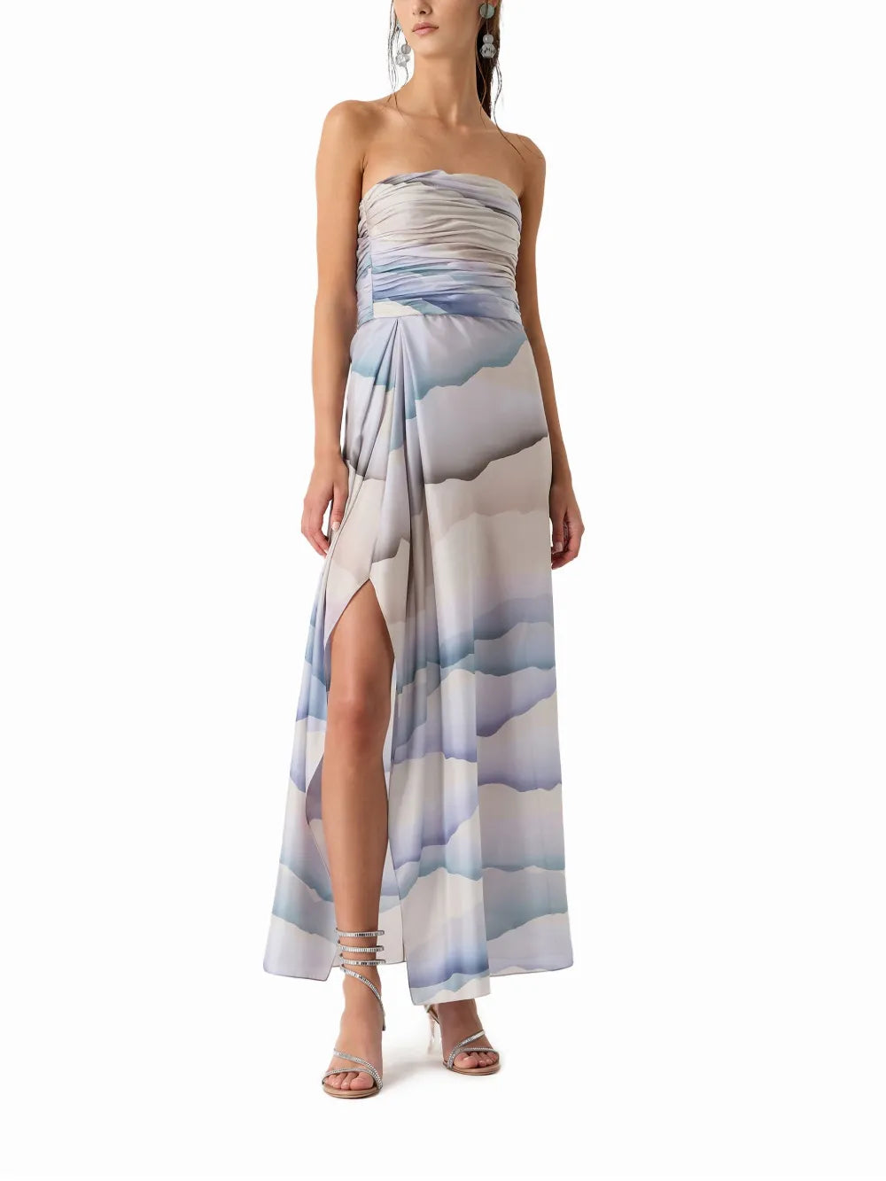 Abstract-Pattern Silk Dress