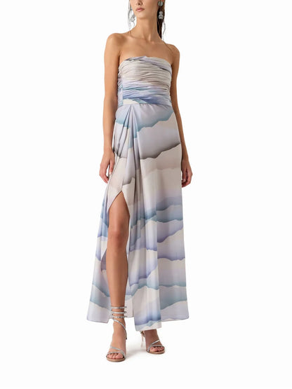 Abstract-Pattern Silk Dress