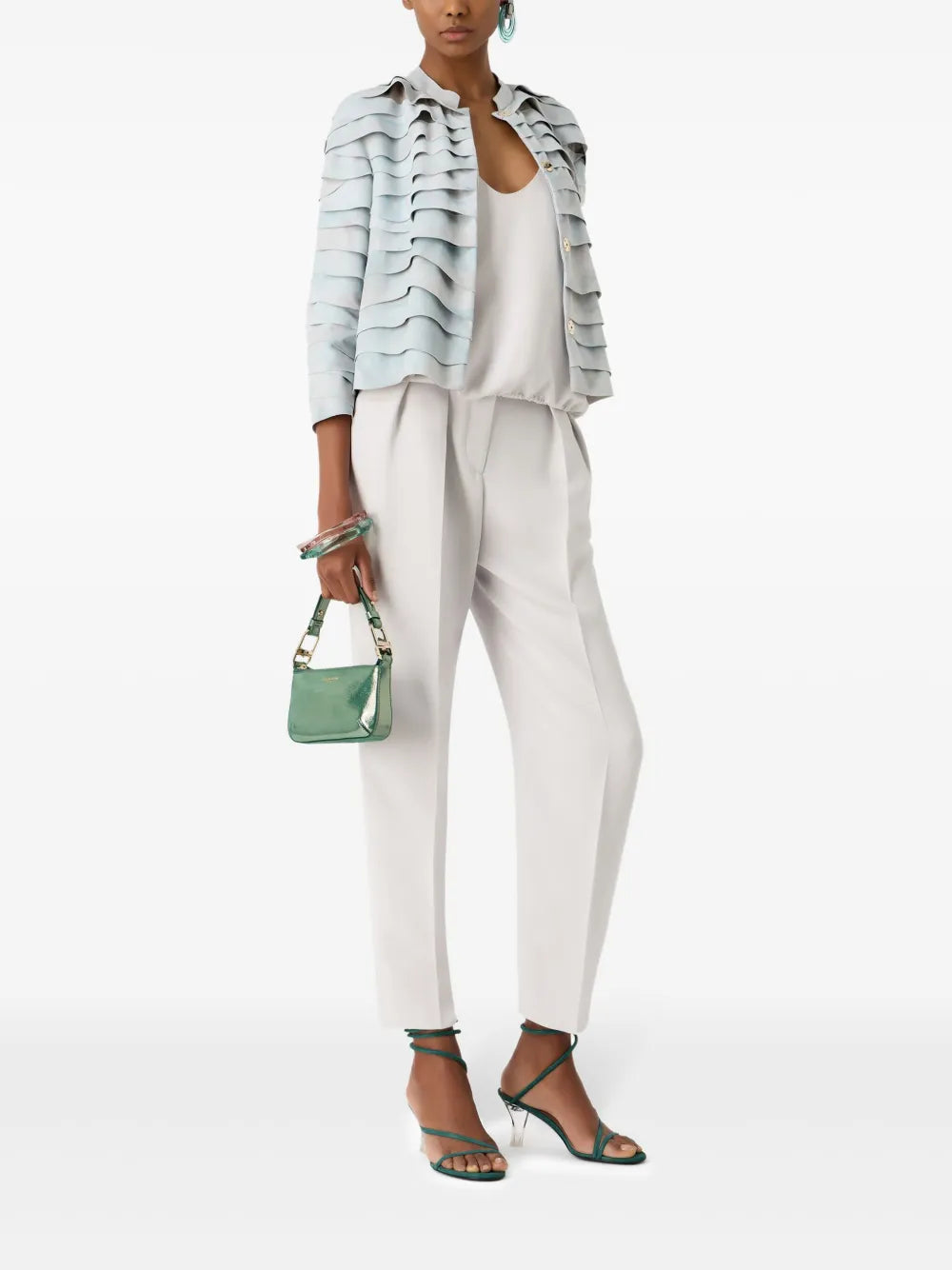 High-Waisted Silk Tapered Trousers