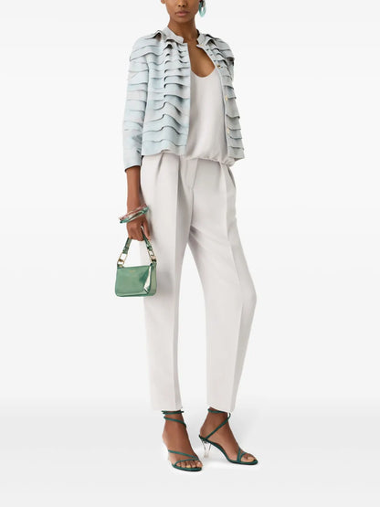 High-Waisted Silk Tapered Trousers