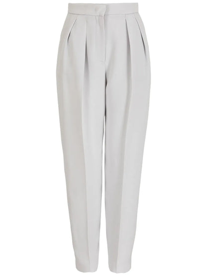 High-Waisted Silk Tapered Trousers