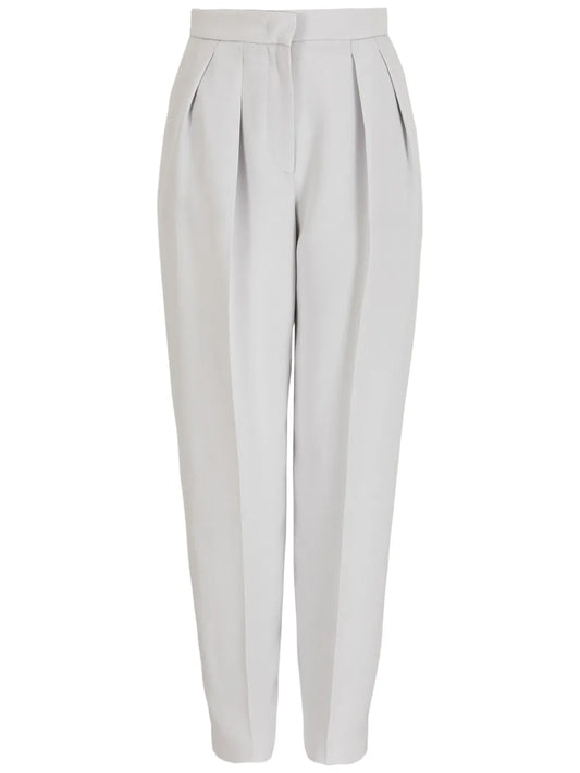 High-Waisted Silk Tapered Trousers