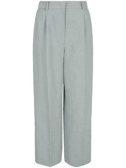 High-Waisted Linen Cropped Trousers