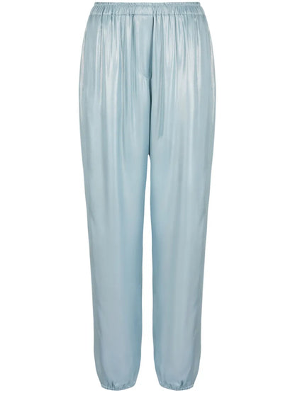 Metallic-Sheen High-Waisted Trousers