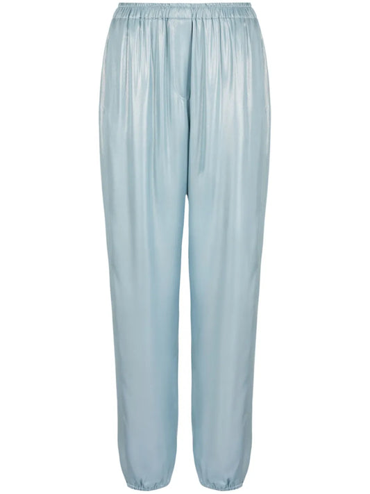Metallic-Sheen High-Waisted Trousers