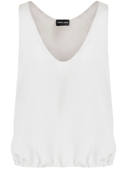 Elasticated Hem Silk Sleeveless Top