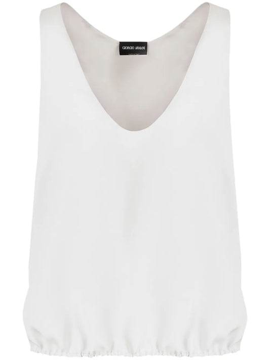 Elasticated Hem Silk Sleeveless Top