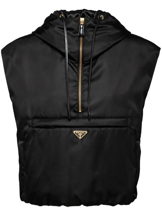 Re-Nylon Triangle-Logo Hooded Vest