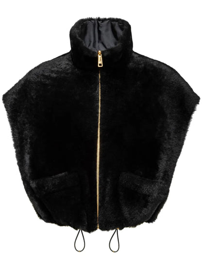 Reversible Shearling Cropped Vest