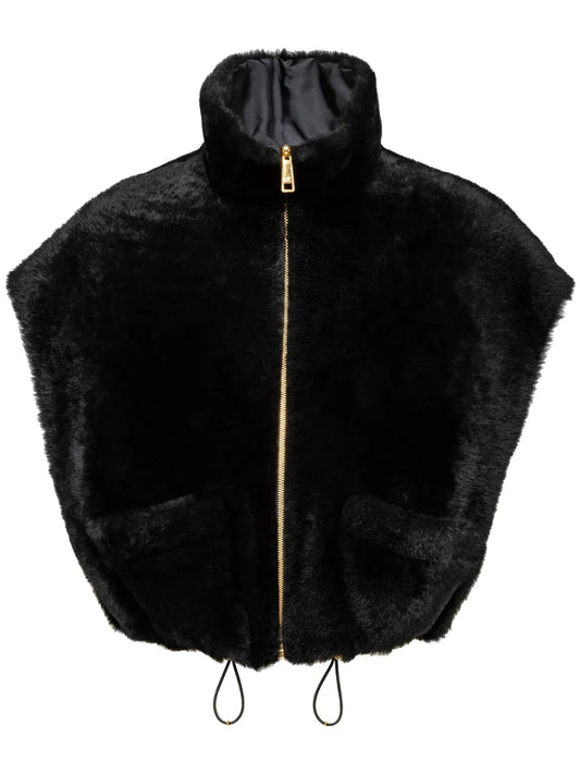 Reversible Shearling Cropped Vest
