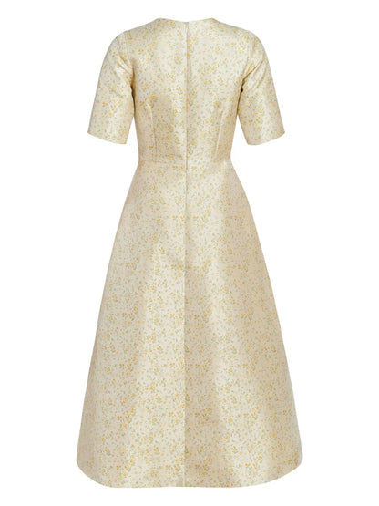 Mae Floral-Brocade Midi Dress