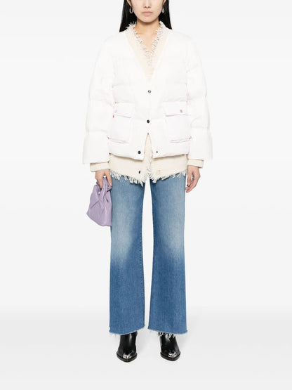 Layered Frayed Puffer Jacket