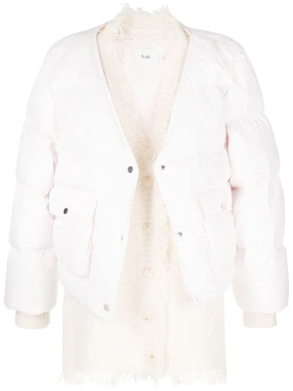 Layered Frayed Puffer Jacket