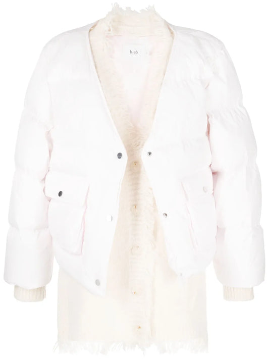 Layered Frayed Puffer Jacket