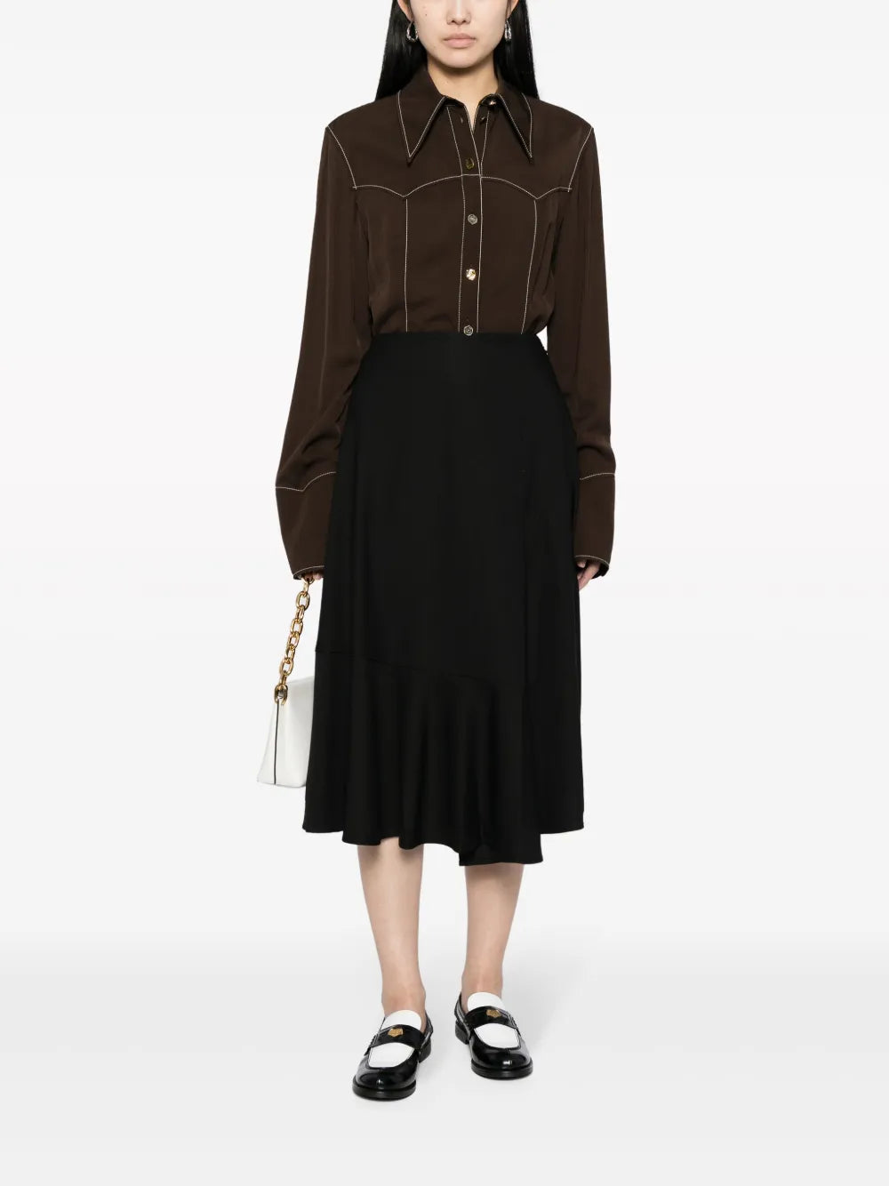 Panelled Gathered High-Waisted Skirt