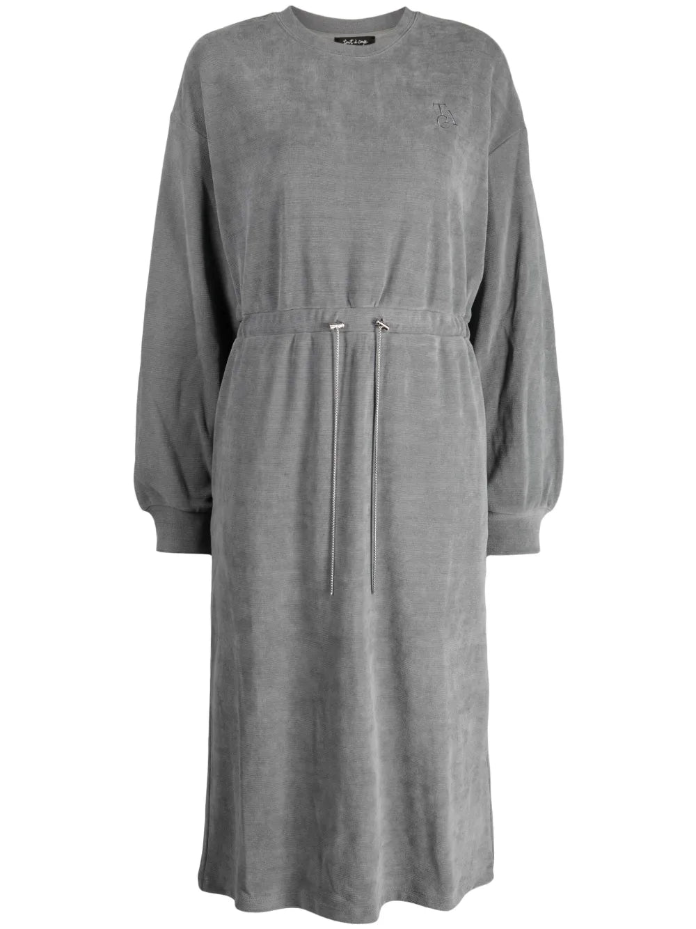 Logo-Embroidered Drawstring Midi Dress