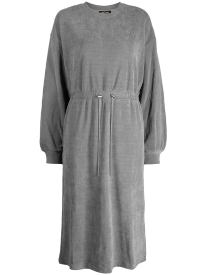 Logo-Embroidered Drawstring Midi Dress