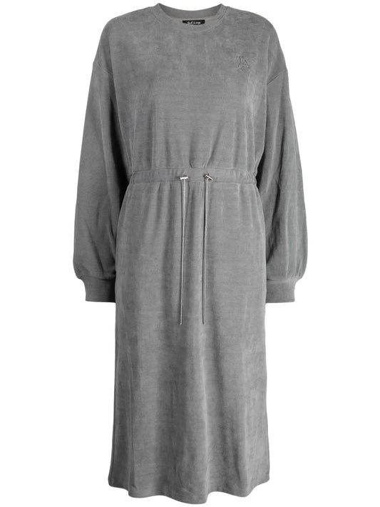 Logo-Embroidered Drawstring Midi Dress