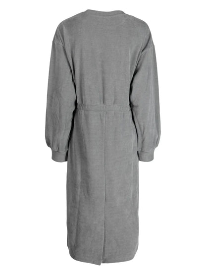 Logo-Embroidered Drawstring Midi Dress