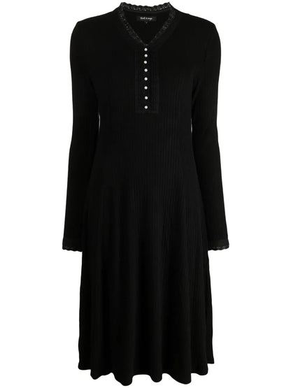 Ribbed V-Neck Midi Dress