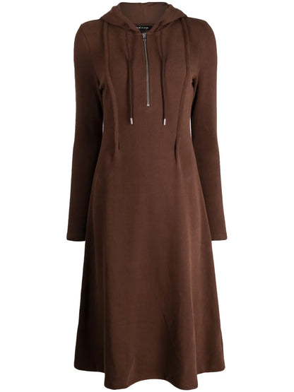 Hooded Fine-Knit Midi Dress