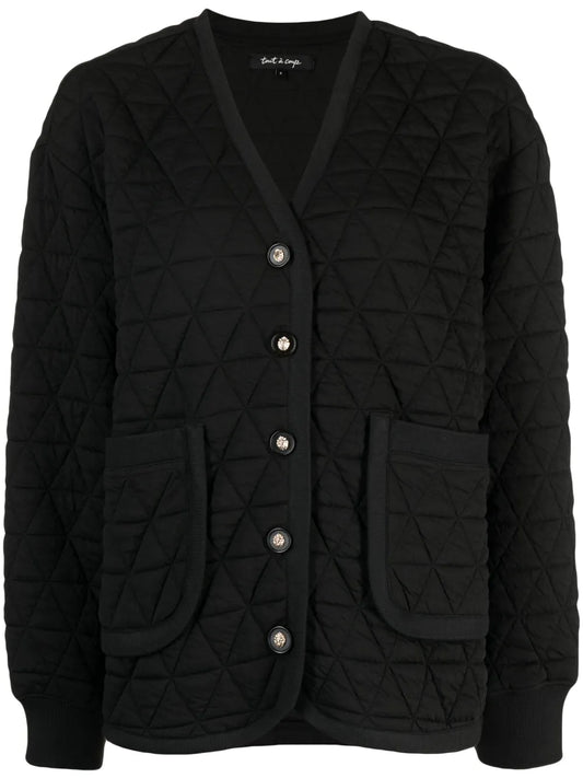 V-Neck Quilted Bomber Jacket