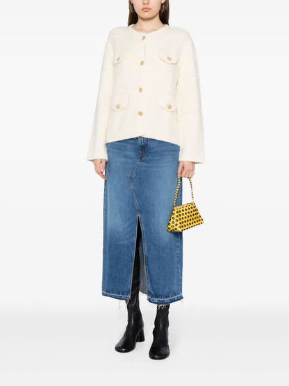 Textured Crew-Neck Cardigan