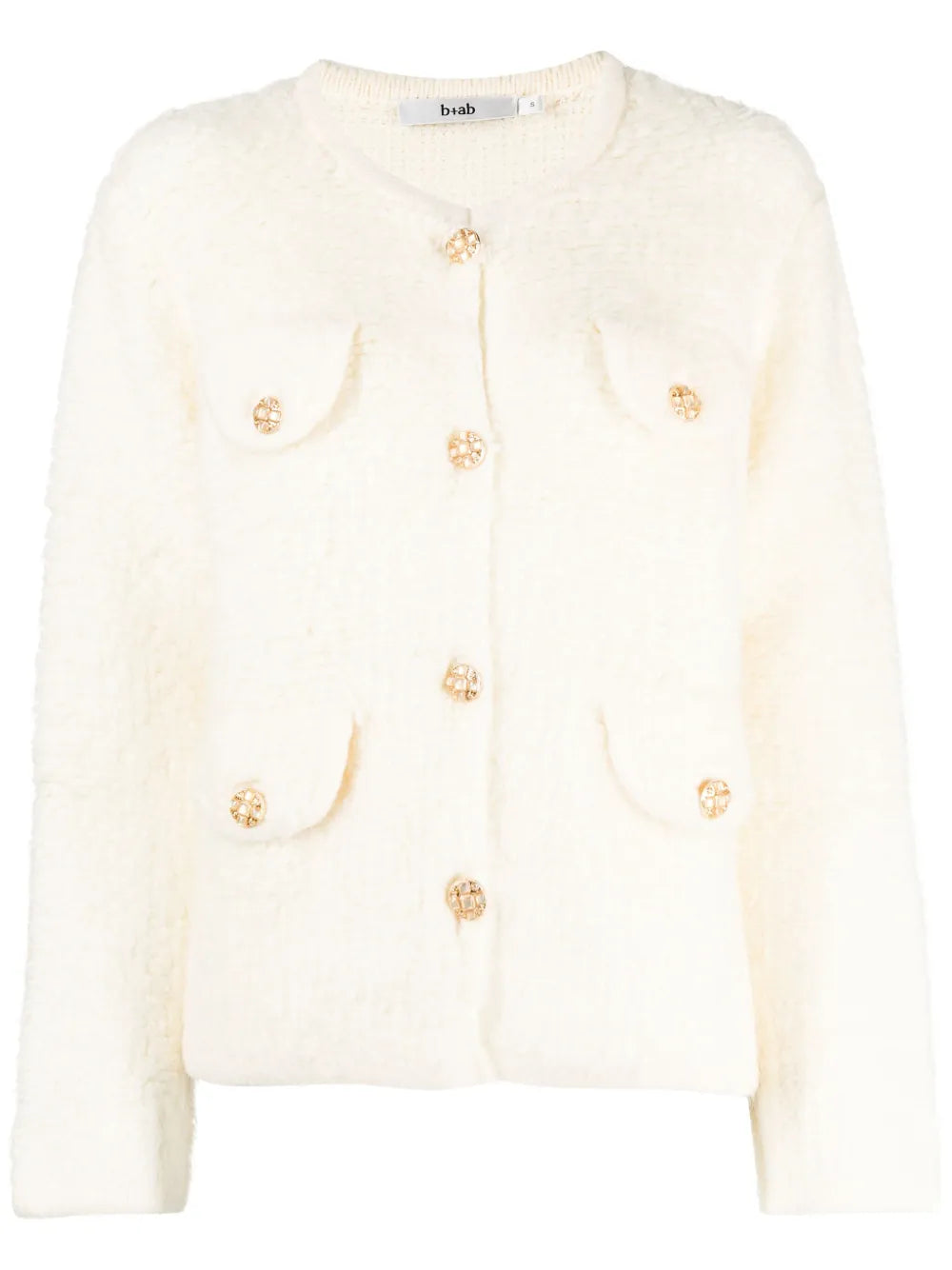 Textured Crew-Neck Cardigan