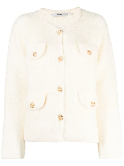 Textured Crew-Neck Cardigan