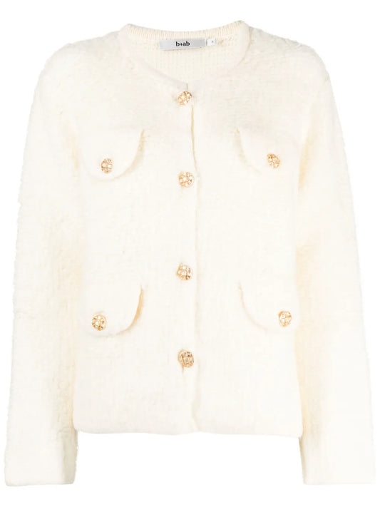 Textured Crew-Neck Cardigan
