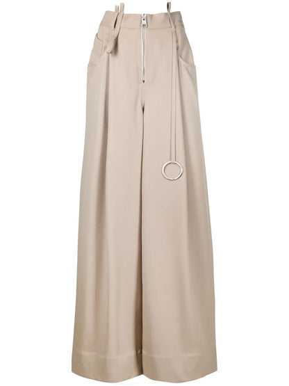 Embellished Wide-Leg Wool Trousers