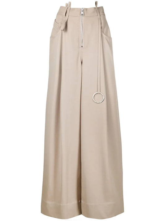 Embellished Wide-Leg Wool Trousers