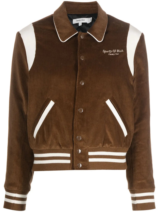 Logo-Embroidered Corduroy Bomber Jacket