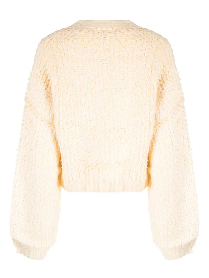 Bouclé-Design Cropped Cardigan