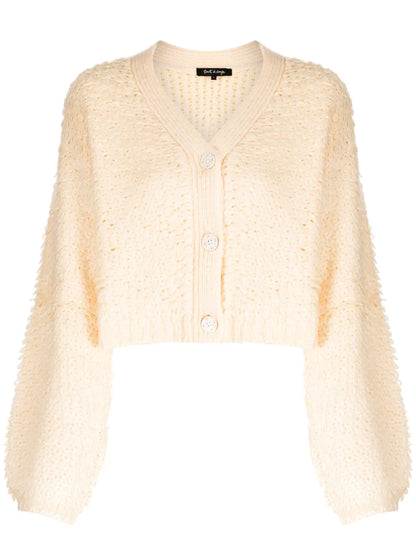 Bouclé-Design Cropped Cardigan