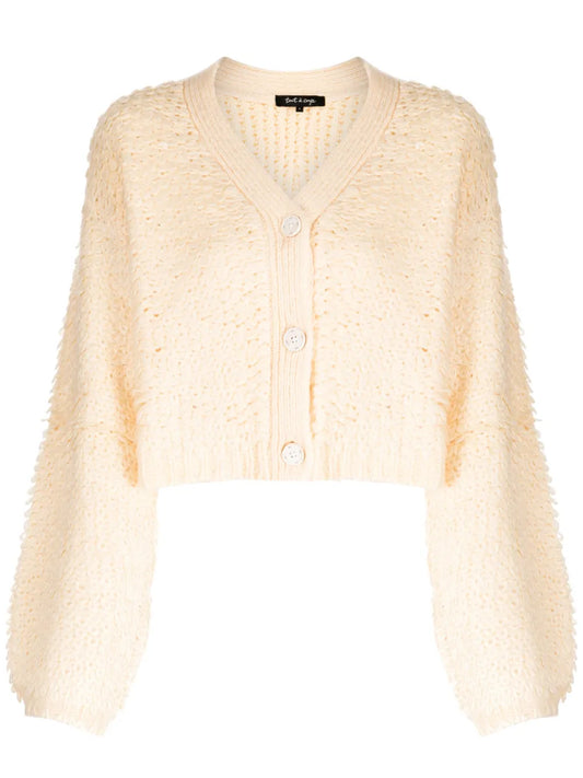 Bouclé-Design Cropped Cardigan