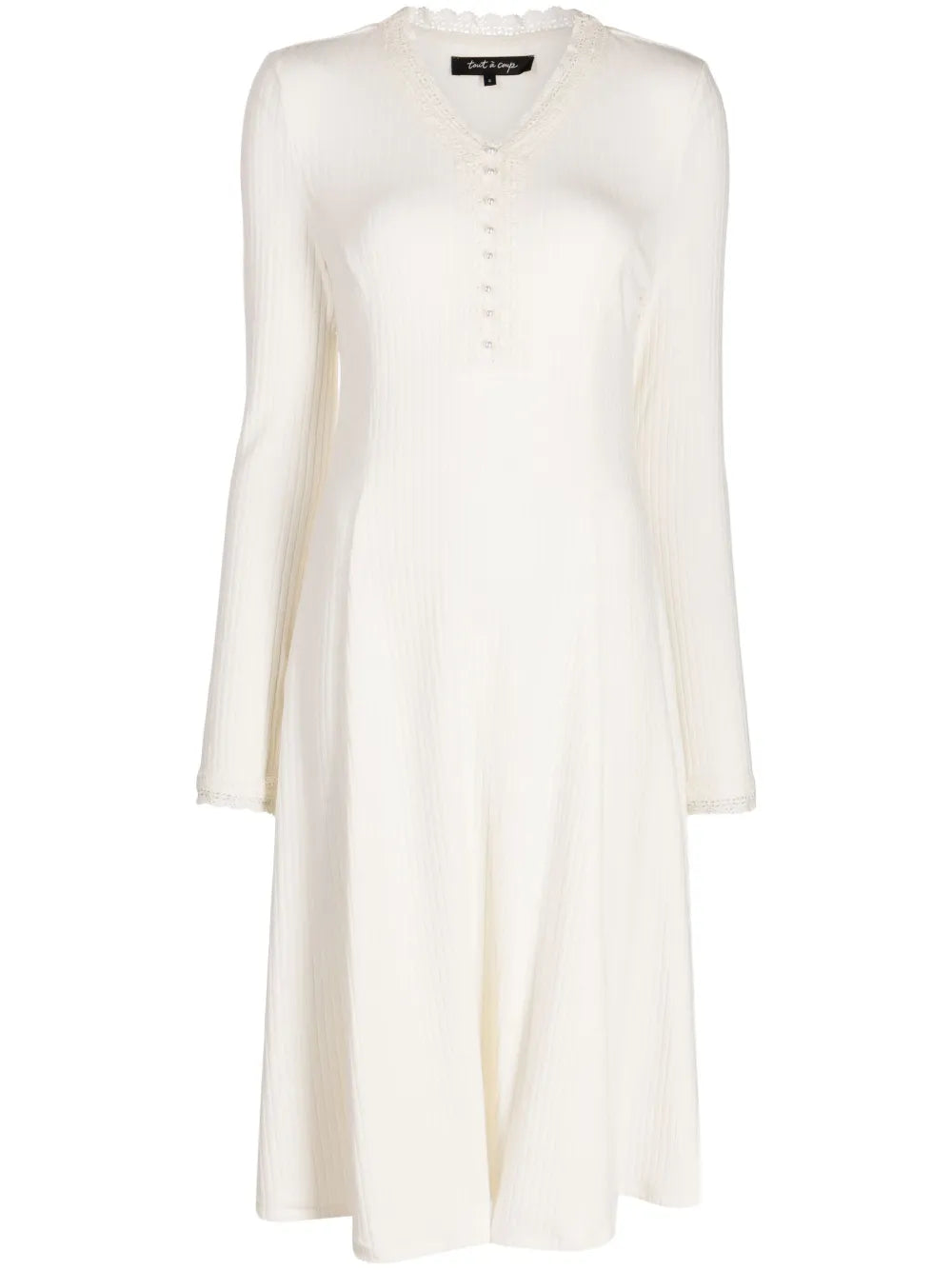 Ribbed V-Neck Midi Dress