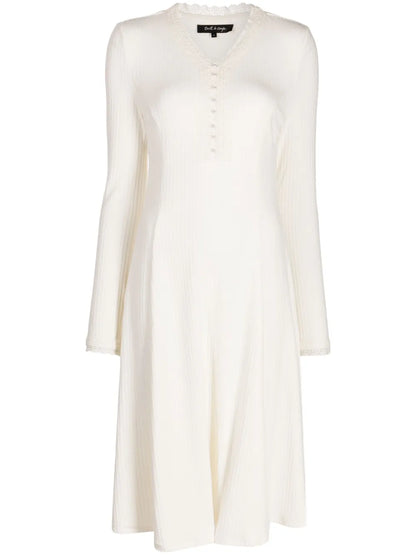 Ribbed V-Neck Midi Dress