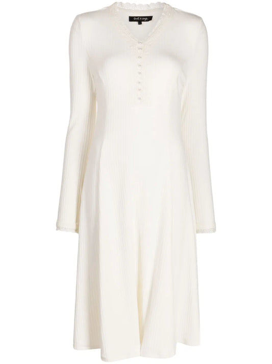 Ribbed V-Neck Midi Dress
