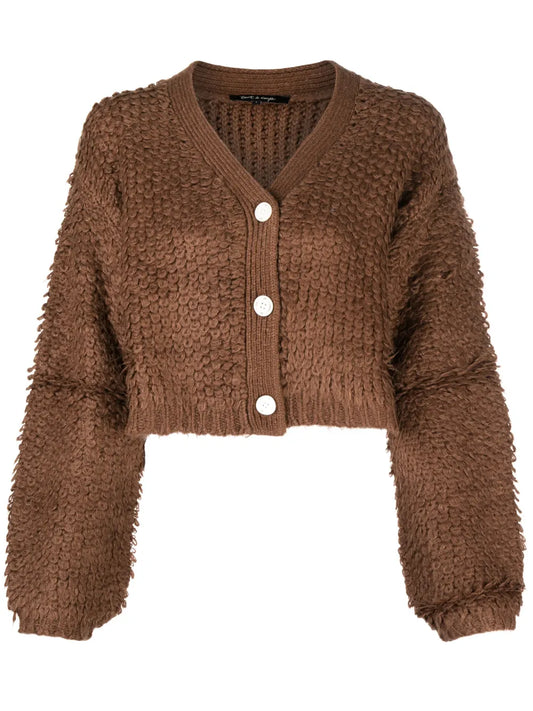 Bouclé-Design Cropped Cardigan