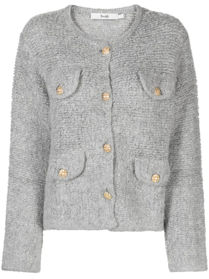 Flap-Pocket Bouclé Wool-Blend Cardigan