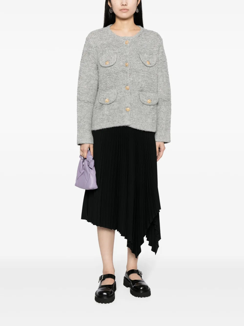 Flap-Pocket Bouclé Wool-Blend Cardigan