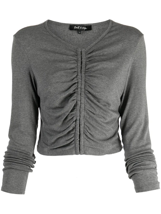 Ruched Cropped Cardigan
